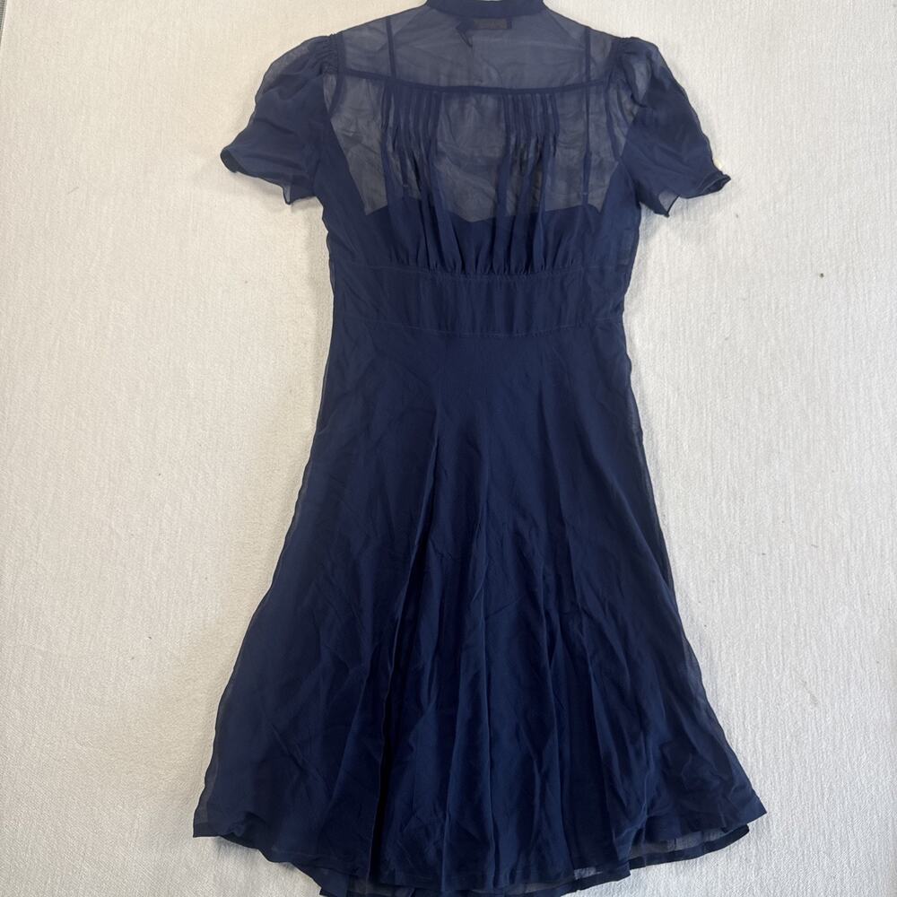 Polo Ralph Lauren Silk Dress Womens 6 Navy Dress With Overlay NWT MSRP$598 - Picture 2 of 16